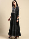 Elagent Embroidered and Printed Black Umbrella Kurti EK17