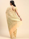 Stylish Sandal Flower Design Semi Kora Cotton Saree SK90