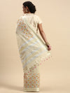 Semi Cotton Printed Saree Sandal and Pink SCS09