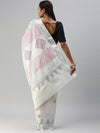 Kerala Tissue Printed Silver Jari Border Saree OKS38 Onam Collection