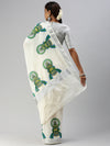 Kerala Off White Kathakali Doll Design Printed Silver Jari Saree OKS07