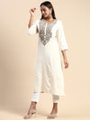 Cotton Embroidered Round Neck Straight Cut Sandal Kurti EK30