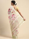 Semi Organza Peach and Pink Flower Printed with Jari Border Saree SOS04