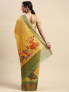 Elegant Semi Linen Yellow & Green Saree SL49