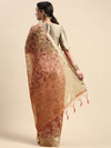 Elegant Semi Linen Orange Flower Digital Printed Saree SL52
