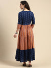 Elegant Embroidered and Printed Navy & Pink Umbrella Kurti EK21