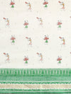Semi Cotton Printed Saree White and Green SCS03