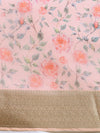 Elegant Semi Linen Flower Digital Light Pink Saree SL62