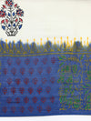 Semi Cotton Printed Saree White and Blue SCS11