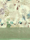Beautiful Dola Silk Green Flower Digital Print with Jari Border Sarees DS02
