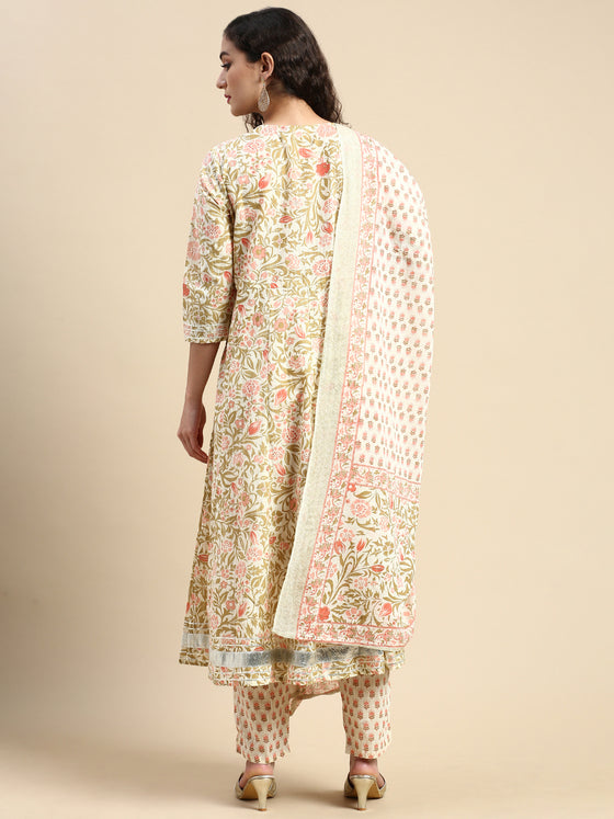 Beautiful Sandal with Green Printed & Embroidered Kurti Set PKS08