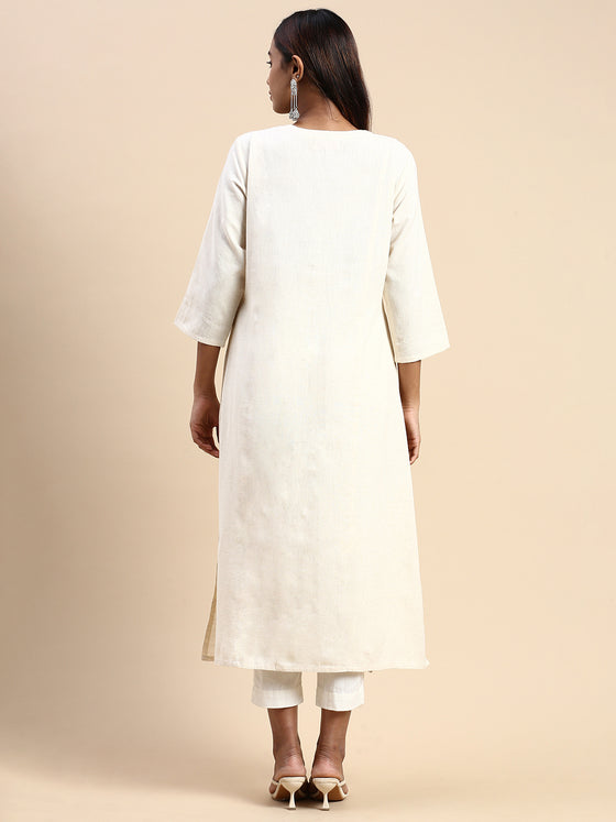 Cotton Embroidered Round Neck Straight Cut Sandal Kurti EK30