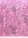 Stylish Grey & Pink Leaf Design Semi Kora Cotton Saree SK85