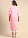 Cotton Plain Round Neck Straight Cut Pink Kurti CPK08