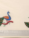 Kerala Off White Peacock Design Printed Silver Jari Saree OKS05