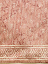 Semi Cotton Brown and Sandal Flower Printed Saree SCS22
