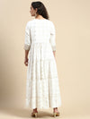 Elegant Embroidered and Printed White & Sandal Umbrella Kurti EK22