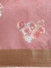 Elegant Semi Linen Brown & Sandal Flower Digital Printed Saree SL55