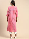 Cotton Embroidered Round Neck Straight Cut Pink Kurti EK40