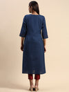 Cotton Plain Round Neck Straight Cut Navy Kurti CPK10