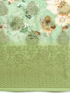 Semi Tussar Green Flower Printed Saree with Tassels STP13