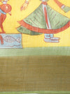 Elegant Semi Linen Yellow & Green Saree SL49