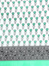 Elegant Green & White Flower Printed Pure Cotton Saree PCS51