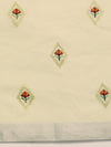 Alluring Semi Linen Light Sandal Printed Embroidery Saree SLPE04