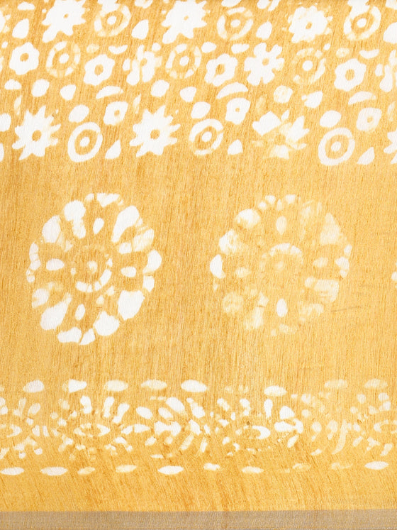 Elegant Semi Linen Yellow Flower Design Digital Printed Saree SL65