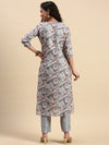Cotton Printed Straight Cut Green and Purple Kurti EK16