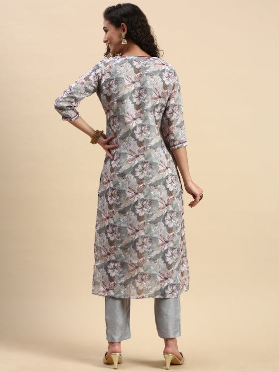 Cotton Printed Straight Cut Green and Purple Kurti EK16