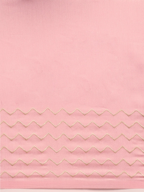 Elegant Semi Linen Plain Pink Saree SL50