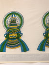 Kerala Off White Kathakali Doll Design Printed Silver Jari Saree OKS07