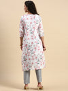 Cotton Printed Straight Cut White and Pink Kurti EK14