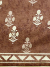 Semi Cotton Brown and Sandal Flower Printed Saree SCS23