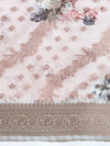 Beautiful Dola Silk Light Peach Flower Digital Print with Jari Border Sarees DS05