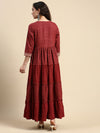 Elegant Embroidered and Printed Red & Sandal Umbrella Kurti EK20
