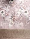 Semi Linen Flower Digital Brown & Dark Grey Saree SL61