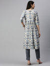 Cotton Printed Kurti Set Navy & Sandal PK05