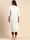 Cotton Plain Round Neck Straight Cut Off White Kurti CPK09
