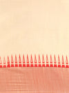 Kerala Tissue Flower Printed Gold Jari & Red Border with Tussle Saree OKS04