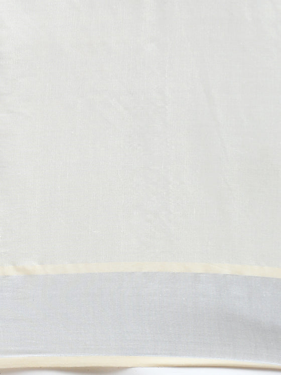 Kerala Tissue Silver Jari Plain Saree OKS08
