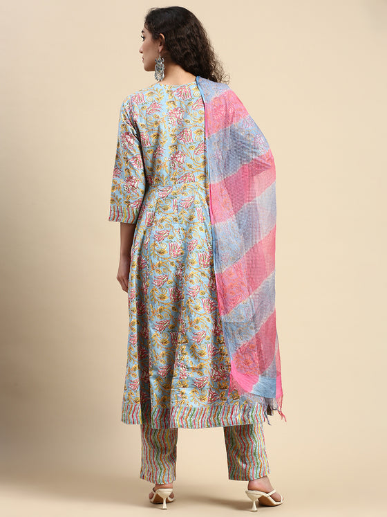 Beautiful Multi Colour Printed & Embroidered Kurti Set PKS02