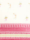 Semi Cotton Printed Saree White and Pink SCS08