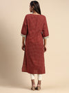Cotton Printed Round Neck Straight Cut Brown Kurti PK29