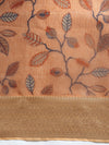 Elegant Semi Linen Orange Flower Digital Printed Saree SL52