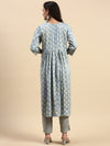 Cotton Printed Kurti Set Blue & Sandal PK06
