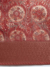 Elegant Semi Linen Flower Digital Print Maroon & Sandal Saree SL57