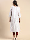 Cotton Embroidered Mandarin Collar Straight Cut Off White Kurti EK38