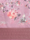 Semi Organza Lavender and Orange Flower Printed with Jari Border Saree SOS05